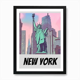 New York City statue of Liberty poster anime style Art Print