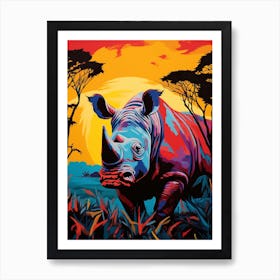 Pop Art Rhino In The Wild3 Art Print