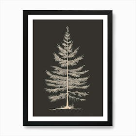 Hemlock Tree Minimalistic Drawing 1 Art Print