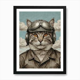 Pilot Cat 3 Art Print