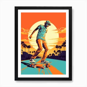 Skateboarding In Miami, United States Drawing 6 Art Print