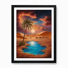 Camels In The Desert Art Print