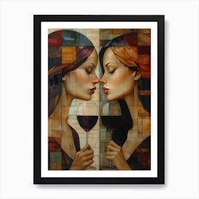 Two Women Drinking Wine 9 Art Print