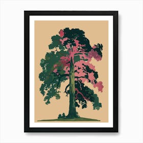 Sycamore Tree Colourful Illustration 2 Art Print