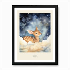 Baby Deer 8 Sleeping In The Clouds Nursery Poster Art Print