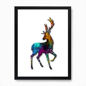 A Stag Deer Animal Art Illustration In A Painting Style 07 Art Print