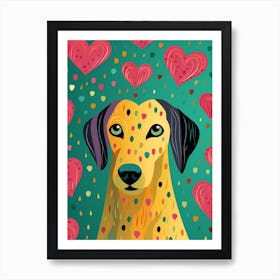 Spotty Geometric Heart Dog Art Print