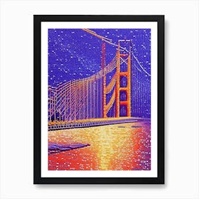 San Francisco Golden Gate Bridge  Us  Pointillism Art Print