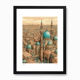 Cairo Egypt Drawing Pencil Style 4 Travel Poster Art Print