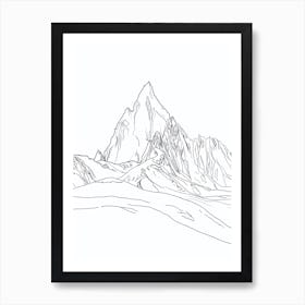 Mont Blanc France Italy Line Drawing 4 Art Print