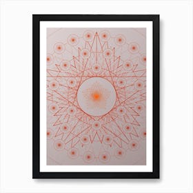 Geometric Abstract Glyph Circle Array in Tomato Red n.0134 Art Print