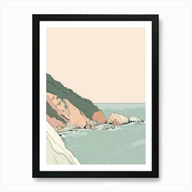 Mount Tamalpais Usa Color Line Drawing (3) Art Print