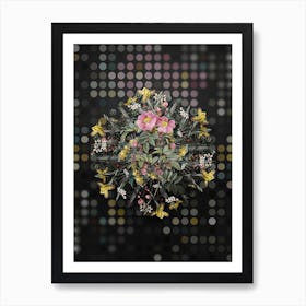 Vintage Shining Rosa Lucida Flower Wreath on Dot Bokeh Pattern n.0097 Art Print