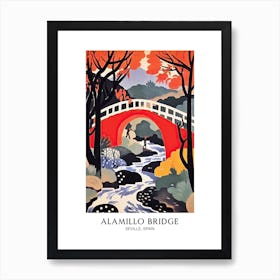 Alamillo Bridge, Seville, Spain Colourful 2 Travel Poster Art Print