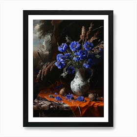 Baroque Floral Still Life Cornflower 3 Art Print
