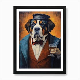 Gangster Dog Saint Bernard Art Print