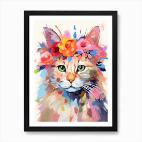 Australian Mist Cat With A Flower Crown Painting Matisse Style 4 Art Print
