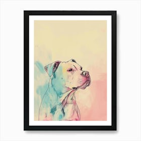 Dogo Argentino Dog Watercolour Line Illustration Art Print