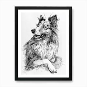 Sheep Dog Line Sketch 3 Art Print