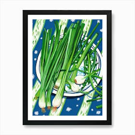 Green Onions Summer Illustration 6 Art Print