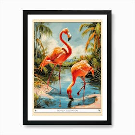 Greater Flamingo Tropical Illustration 1 Poster Art Print
