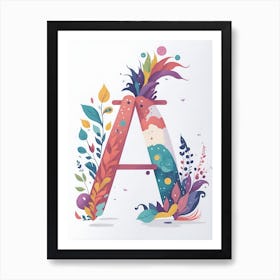 Colorful Letter A Illustration 17 Art Print