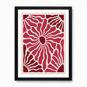 Burgundy Red Floral Botanical Art Art Print