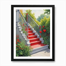 Colorful Stairway With Heart (2) Art Print