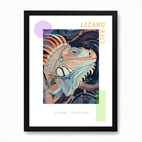 Blue Iguana Modern Illustration 5 Poster Art Print