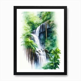 Nauyaca Waterfalls, Costa Rica Water Colour  (2) Art Print