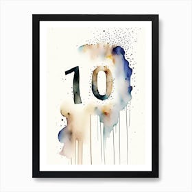 10, Number, Education Minimalist Watercolour 2 Poster