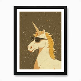 Unicorn With Sunglasses On Muted Pastel 3 Art Print