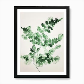 Green Ink Painting Of A Ribbon Fern 3 Art Print