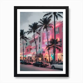 Miami Beach At Night Art Print