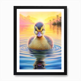 Ducklings Floating Along The Water 4 Art Print