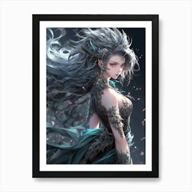 Girl With Long Hair Art Print