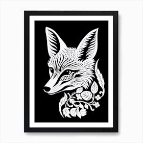 Linocut Fox Illustration 1  Art Print