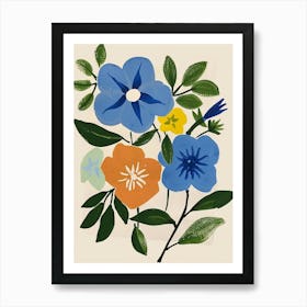 Painted Florals Periwinkle 1 Art Print