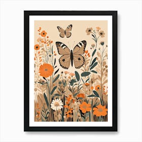 Butterflies and Flowers in Soft Colours IV Art Print