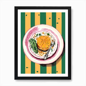 A Plate Of Pumpkins, Autumn Food Illustration Top View 73 Art Print