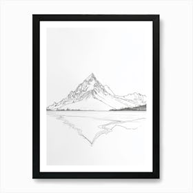 Mount Mckinley Denali Usa Line Drawing 2 Art Print