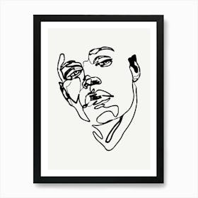 Portrait Of A Man Monoline Illustration Art Print