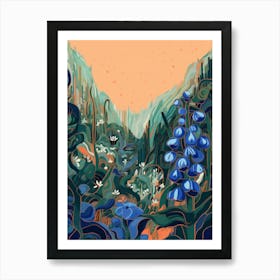 Boho Wildflower Painting Virginia Bluebells 3 Art Print