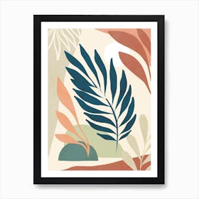 Earthy Tropical Foliage Blue 6 Art Print