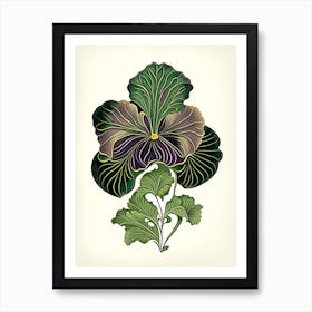 Pansy Leaf Vintage Botanical 1 Art Print