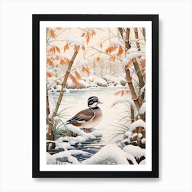 Winter Bird Painting Wood Duck 1 Art Print