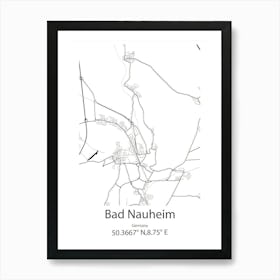 Bad Nauheim,Germany Minimalist Map Art Print