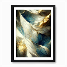 Abstract Gold And Blue Marble Art Print