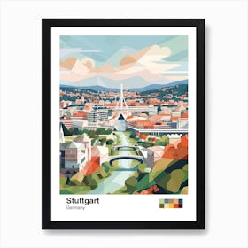 Stuttgart, Germany, Geometric Illustration 3 Poster Art Print