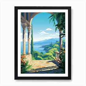 Villa Cimbrone Gardens Italy Illustration 1   Art Print